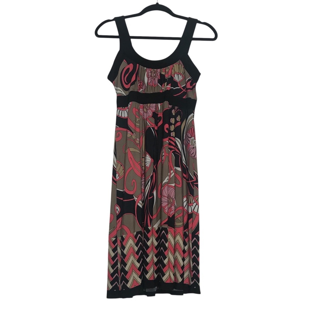 Vintage Kupcake Brown Floral Print Sleeveless Babydoll Dress Size M Forest Fairy
